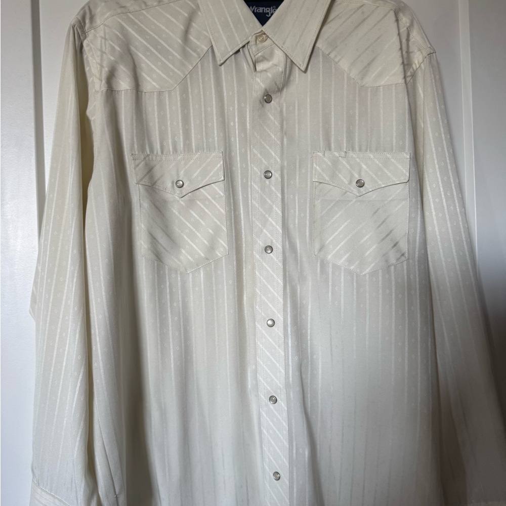 Wrangler Cream Striped Western Shirt
